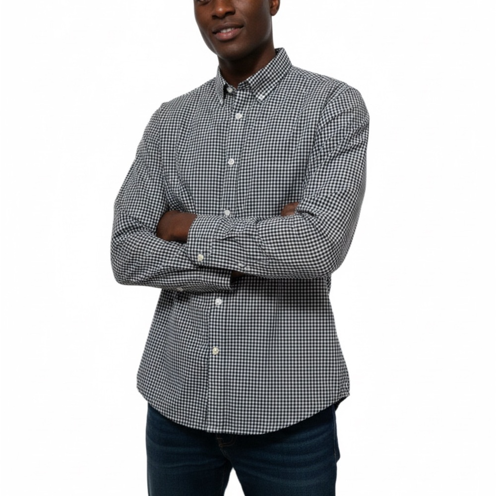 J. Crew Men's Monochrome Checkered Button Down Shirt